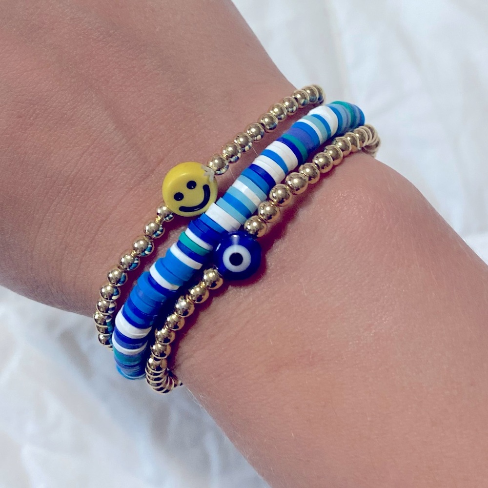 Smiley face bracelets set of 3